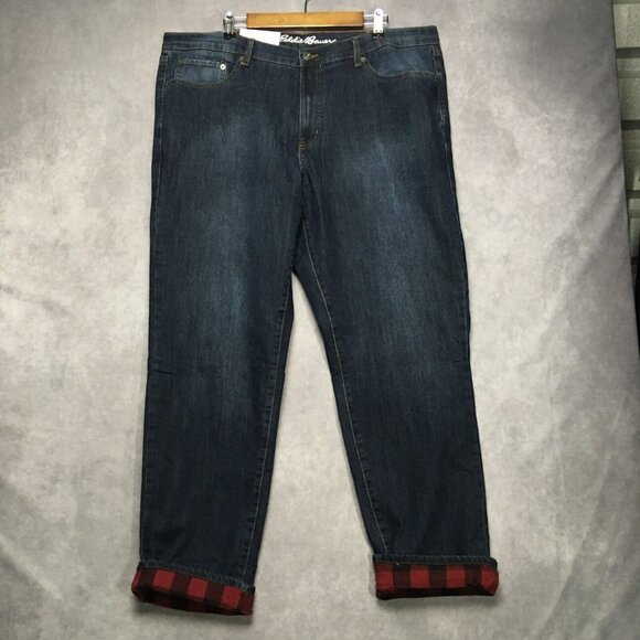 Eddie Bauer Men Flannel Lined Blue Jeans size 40x34 Straight Fit - Lot of 2 Pair - Picture 12 of 16